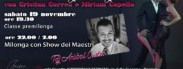 Milonga da sogno! Con esibizione di Cristian Correa e Miriam Copello | 19 NOVEMBRE 2022 DALLE ORE 19:30